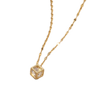 GARGANTILHA CUBO COM CRISTAL BANHADA EM OURO 18K